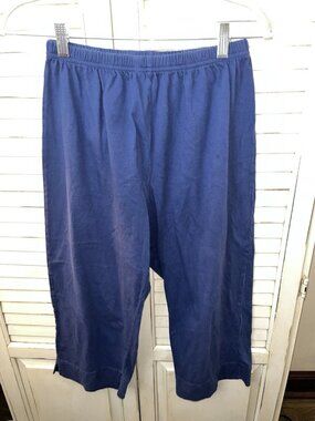Fresh Produce Pull On Wide Leg Cropped Pants Sz Small Navy Blue Made In USA